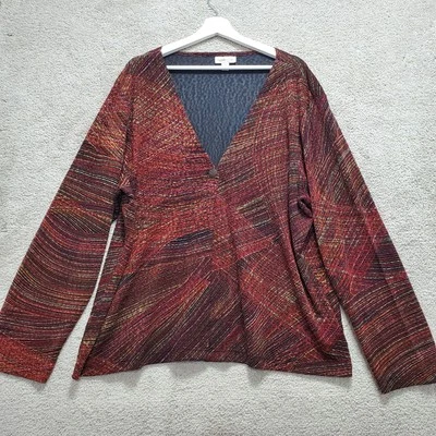 Coldwater Creek Top 女式 2X 多色抽象纹理弹力 — 第 1/4 张图片