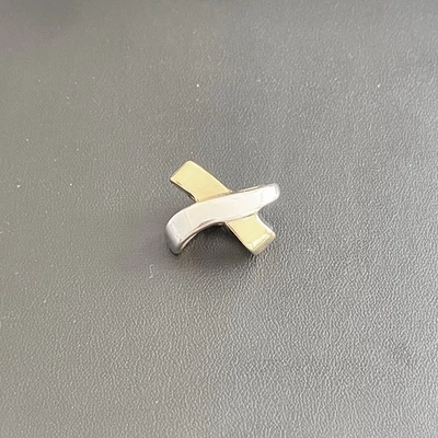 QGI 14kt Oro Amarillo y Blanco “X” Diapositiva Collar Colgante Foto 1 de 4