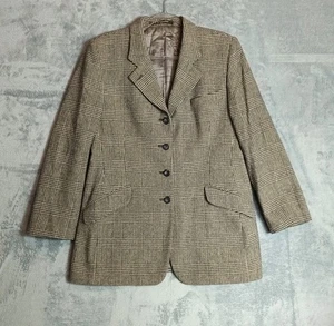 Vintage Daks Signature Women's Wool Jacket UK 14 Grey Houndstooth Lined - Picture 1 of 10