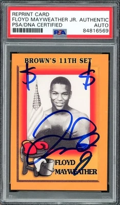 Floyd Mayweather Jr Signed 1997 Brown's Boxing Rookie Reprint RC 51 "$$" PSA/DNA - Image 1 of 2