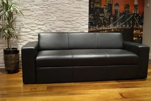 Schwarzes Echtleder Sofa Antalya FS mit Bettfunktion Leder Sofa Couch Rabatt 30% - Bild 1 von 10