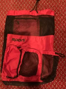 Sporti Unisex-Adult Deluxe Ventilator Mesh Equipment Bag Drawstring Red/Black - Picture 1 of 2