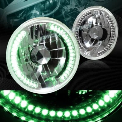 7 «КРУГЛЫЙ H6024 H6014 H6017 ХРОМИРОВАННЫЙ КОРПУС ЗЕЛЕНЫЙ СВЕТОДИОД КОЛЬЦО ГЕРМЕТИЧНЫЙ ЛУЧ ФАРЫ - Изображение 1 из 4