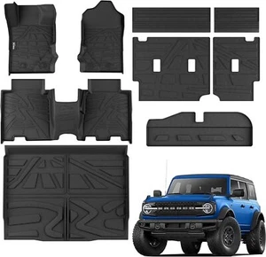 21-25 Ford Bronco 4 Door (Not Sport) Floor Mats 9-Piece Set 1st, 2nd Rows & - Picture 1 of 7