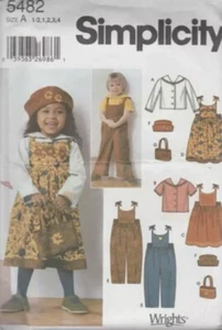 5482 SIMPLICITY TODDLERS BLOUSE/JUMPER/OVERALL/HAT SZ 1/2-4 Uncut - Picture 1 of 1
