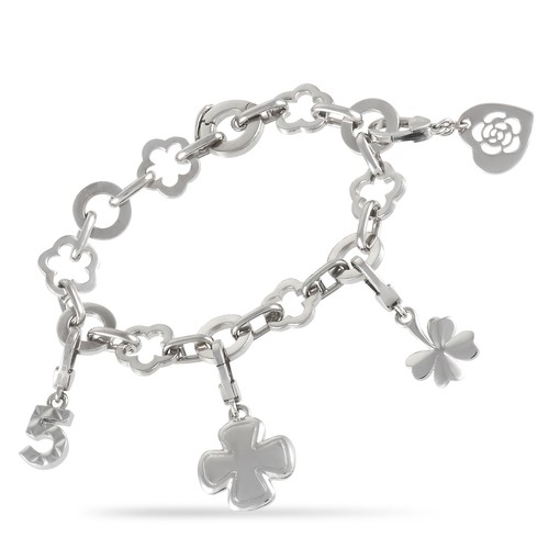 Chanel Camelia Bracciale Quattro Ciondoli Oro Bianco 18K CH02 042122