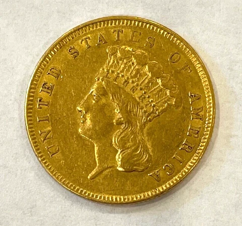 GOLD___1855---RARE---HIGH END GOLD,1855- $3 Gold Princess  Coin Cover