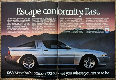 Mitsubishi Starion ESI-R 1986 Escape conformidad anuncio impreso en color original rápido Foto 1 de 2