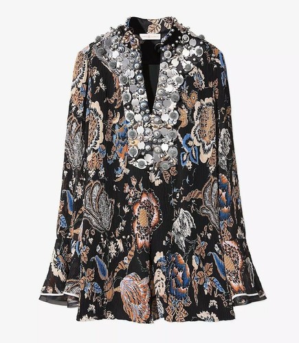 Tory Burch Dominique tunica 4 paisley stampata impreziosita vacanza