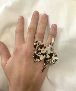 Paper Lilly Tortoise Ring Size 6 STATEMENT - Picture 1 of 6