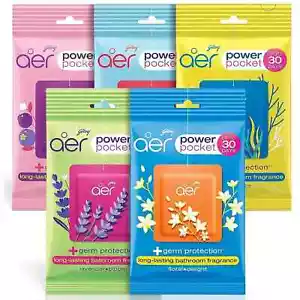 Godrej aer Power Pocket Bathroom Freshener – Assorted Pack of 5 (50g) |... - Picture 1 of 6