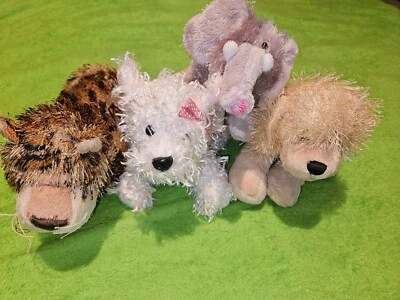 Lote de 4 animales de peluche Ganz Terrier, Retriever, Leopardo, Lil 'Elefante Foto 1 de 4