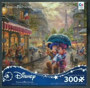 New "Disney Thomas Kinkade Mickey & Minnie in Paris" 300 Piece Jigsaw Puzzle  - Picture 1 of 3