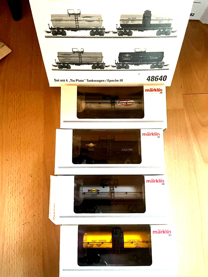MÄRKLIN HO USA 4 Tankwagen Tin Plate nr. 48640 in OVP - Neuware - - Bild 1 von 1