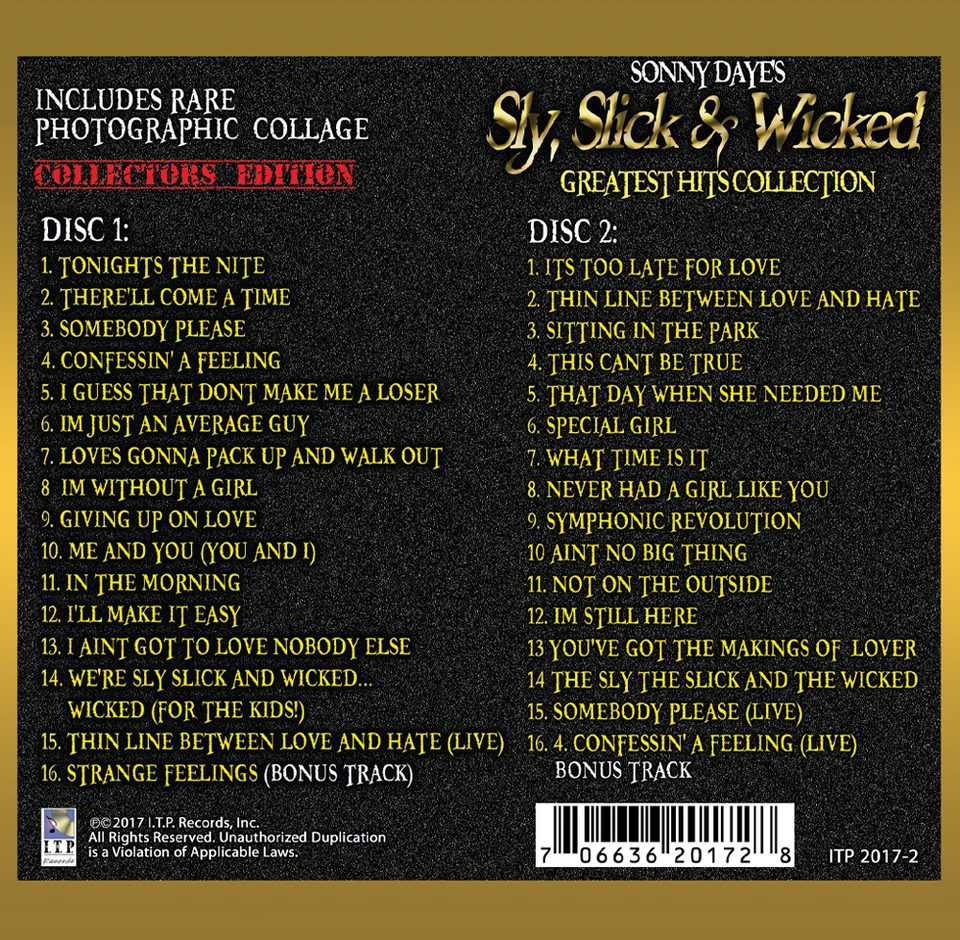 SLY SLICK & WICKED GREATEST HITS COLLECTION SONNY DAYE'S RARE OLDIES 2 CD SET - Image 1 of 1