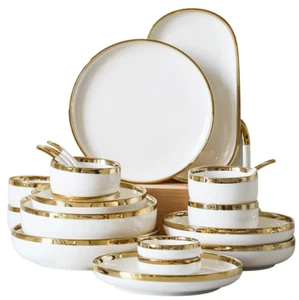 Hot Item GOOD QUALITY Nordic White-Gold Ceramic Dinnerware. - Picture 1 of 3