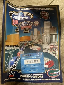 2010 Sugar Bowl Program + Ticket Stub Cincinnati vs Florida Tim Tebow Kelce - Picture 1 of 15