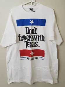 T-shirt da uomo bianca in metallo Mulisha Don't F@$# con stampa Texas taglia XL - Foto 1 di 4