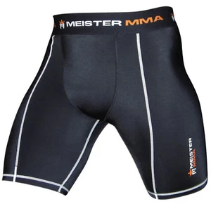 PANTALONCINI A COMPRESSIONE NERI CON BORSA INGUINE - MAESTRO MMA protezione eruzioni cutanee pantaloni - Foto 1 di 3