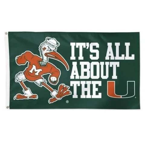 MIAMI HURRICANES 3'X5' FLAG Free Shipping. USA Seller!!! It’s All About The U !! Cover