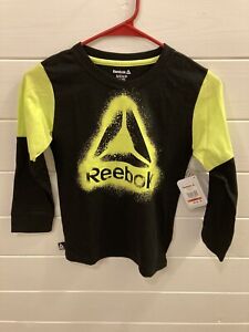 Reebok Boys Graphic Tee Color Black Yellow LS Tee Shirt Size S (6/7) BRAND NEW