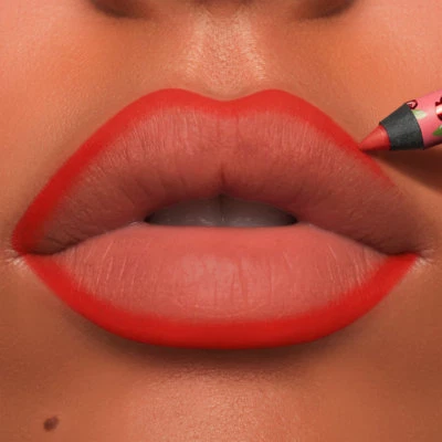 ORIGINAL LIME CRIME COSMETICS VELVETINES POPPY LIP LINER PENCIL BRIGHT CORAL RED - Image 1 of 4