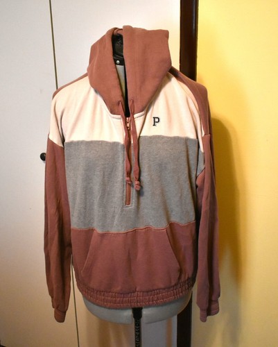 UNDERCOVER Felpa con cappuccio pullover rosa Victoria Secret da donna quarto cerniera taglia large