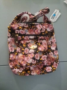 Time and Tru Naomi Crossbody Black Floral Plum Purse Shoulder Bag Handbag Girl - Picture 1 of 4