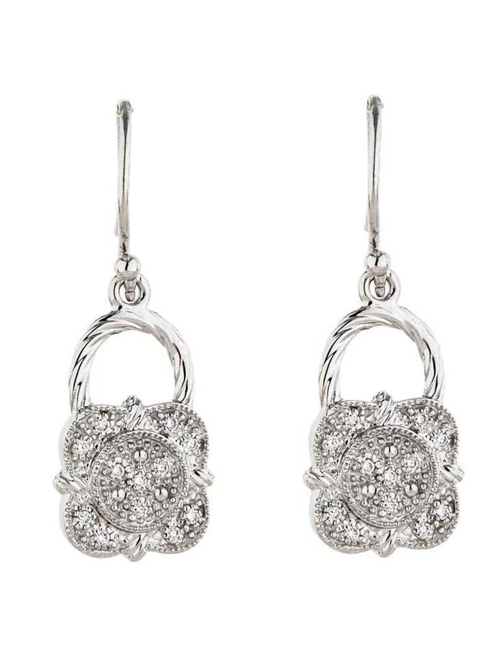 ¡Nuevos aretes colgantes de diamantes de oro blanco de 18 quilates Charriol Flamme Blanche! Foto 1 de 3