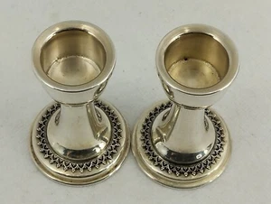Judaica Shabbat Small Silver 929 Pair of Candlestick Holders - Picture 1 of 5