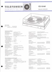 Telefunken Service Manual für CS 10 hifi Copy - Picture 1 of 1