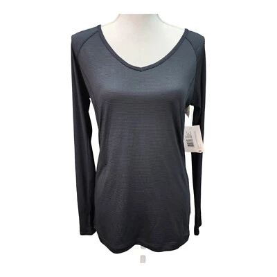 Camisa Jockey Feminina PEQUENA Traseira Cruzada Manga Longa Treino Preta Ventilada Yoga Nova Com Etiqueta - Imagem 1 de 4