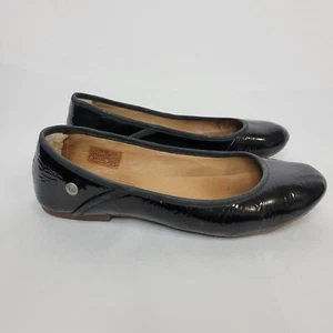 Ugg Antora Black Patent Leather Ballet Flat Women 6.5 Closed Toe Slip On Comfort - Picture 1 of 7