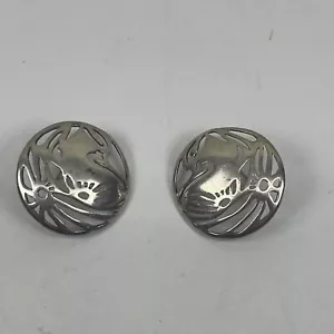 Pendientes circulares vintage de plata de ley hechos a mano firmados joyas para mujer - Imagen 1 de 12