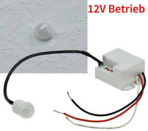 Mini Bewegungsmelder zum Einbau Sensor 12V Unterputz für LED bis 60W PIR