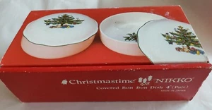 Nikko Christmastime Covered Bon Bon dish 4" set of 2. In original box - Picture 1 of 12