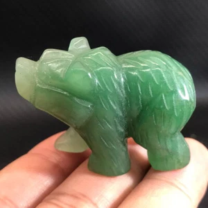 Natural Green Aventurine Jade Quartz Crystal Polar Bear Hand Carved Animal Reiki - Bild 1 von 16
