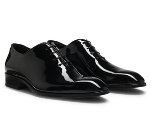 Zapatos de vestir BOSS negros charol brillantes clásicos cuello Oxford tubería 11 EE. UU. - Imagen 1 de 11