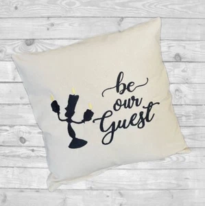 Disney World Be Our Guest Beauty Beast Embroidered Throw Pillow TinksTreasurez - Picture 1 of 4
