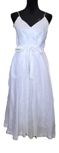 Banana Republic Damen weiß Leinen Spaghettiträger langes plissiertes Sommerkleid Größe 6 - Bild 1 von 8