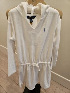 NEW RALPH LAUREN SIZE 7 GIRLS SWIM HOODED COVER UP PULLOVER $75 MADE IN MACAU - Picture 1 of 8