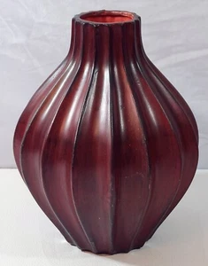 Keramik Vase Ziegelrot Hergestellt 11" Hoch Rippen Original Etikett Hergestellt in China - Bild 1 von 11