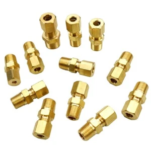 Raccordo a compressione ottone connettore maschio 1/4"1/8"3/8*'5/16" 1/2" tubo OD X NPT - Foto 1 di 2