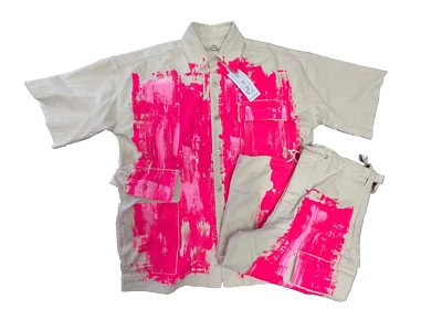 NUEVO CON ETIQUETAS Camisa Marni Lona Pintada Manga Corta y Pantalones Cortos a Juego Adulto Talla 46 Foto 1 de 4