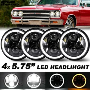 4PCS 5 3/4" 5.75 Projector LED Headlights Sealed Beam Ring Angel Eyes DRL Bulbs - Foto 1 di 14