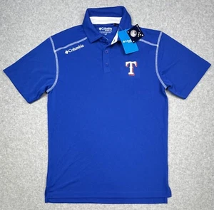 NEW Texas Rangers Columbia Golf Omi-Wick Shotgun Polo Blue Shirt Mens Small - Picture 1 of 8