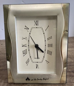 Desktop Pink and Chrome Framed Clock Velvet Backing "Let the Party Begin" 7"X5" - Picture 1 of 7
