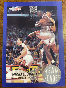 RARE 1992-93 FLEER TEAM LEADER MICHAEL JORDAN #4 INSERT Chicago Bulls NM READ