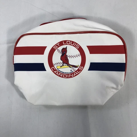 VINTAGE ST LOUIS CARDINALS BAG KMOX ZIP UP 10 INCHES WIDE MLB BASEBALL STL WHITE Cover