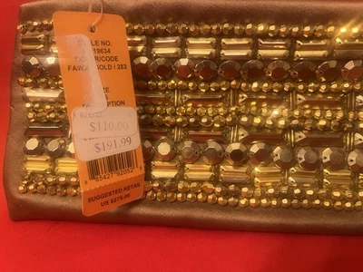 Embreagem Tory Burch metálica dourada e marrom rica NOVA COM ETIQUETAS - Imagem 1 de 4